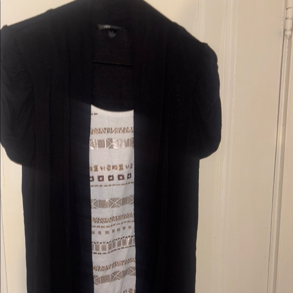 AB Studio Black Cap Sleeve Blouse